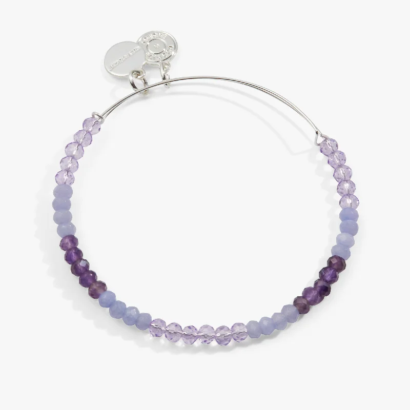 women's bracelets classic style -Ombre Faceted Stone Beaded Charm Bangle, Purple