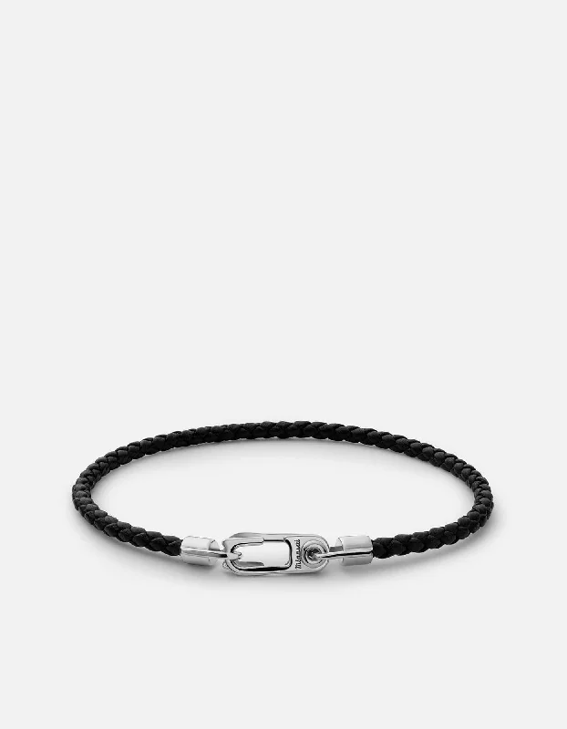 women's bracelets perfect stacking set -Annex Leather Bracelet, Sterling Silver