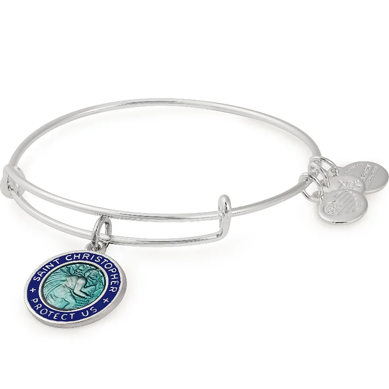 women's bracelets minimalist band -Saint Christopher Protection Charm Bangle