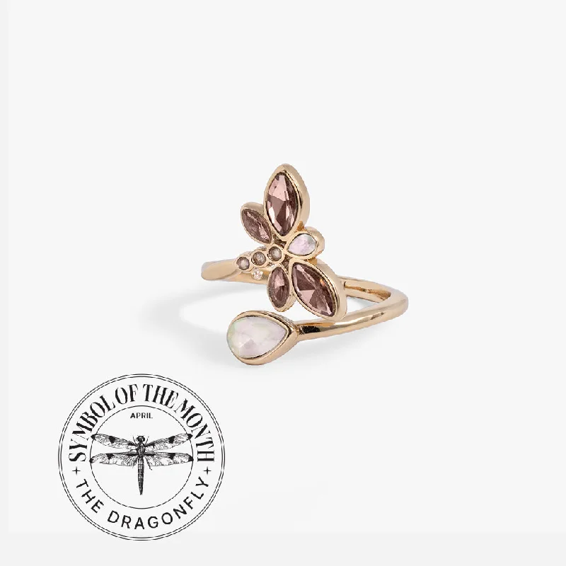 women's rings minimalist style -Crystal Dragonfly Ring