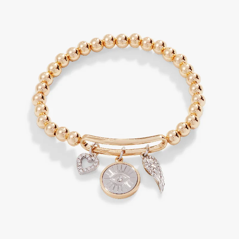 women's bracelets with engraved message -Pavé Evil Eye Stretch Bracelet