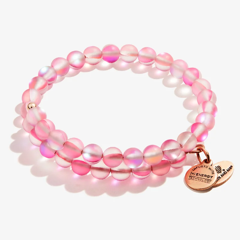 women's bracelets diamond -Seaglass Beaded Wrap Bracelet, Fuschia