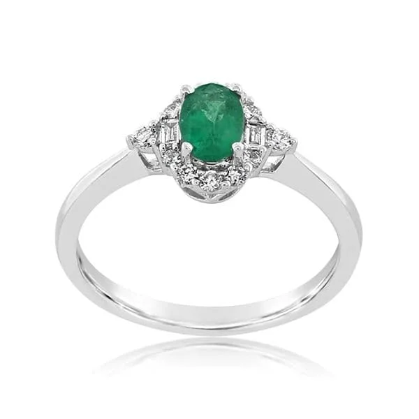 women's engagement rings pave setting -Emerald & Diamond Ring