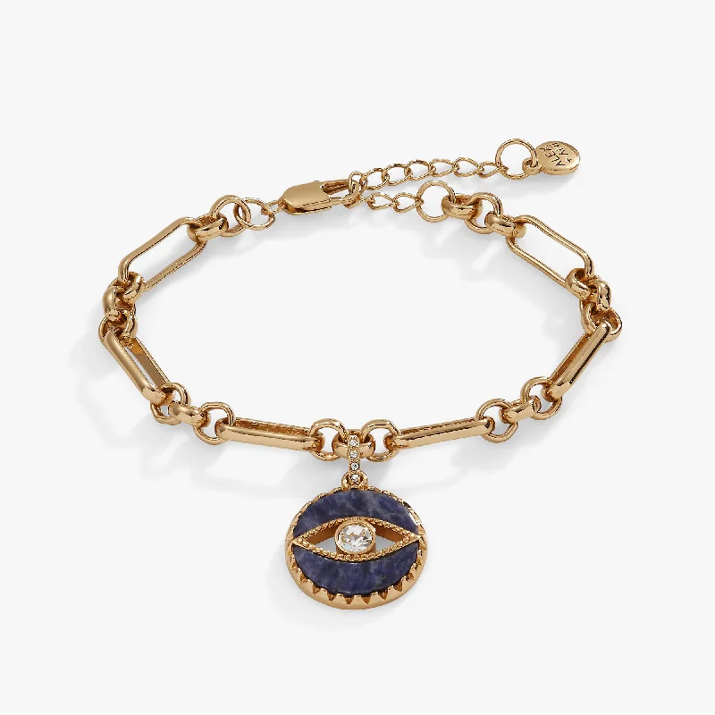 women's bracelets delicate chain -Sodalite Evil Eye Chain Bracelet