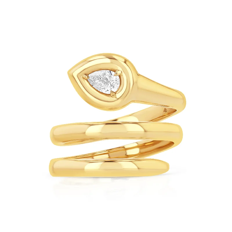 women's rings ethically sourced -Pear Coil Ring