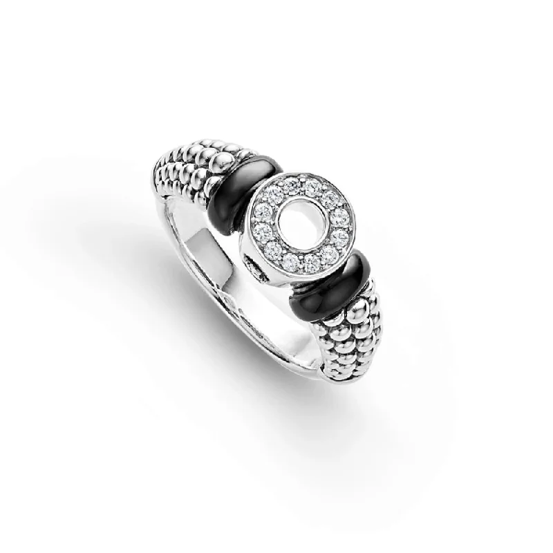 women's rings customizable -Lagos Ceramic and Diamond Circle Ring