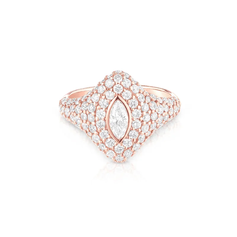 women's rings thick band -Marquise Bling Pinky Ring