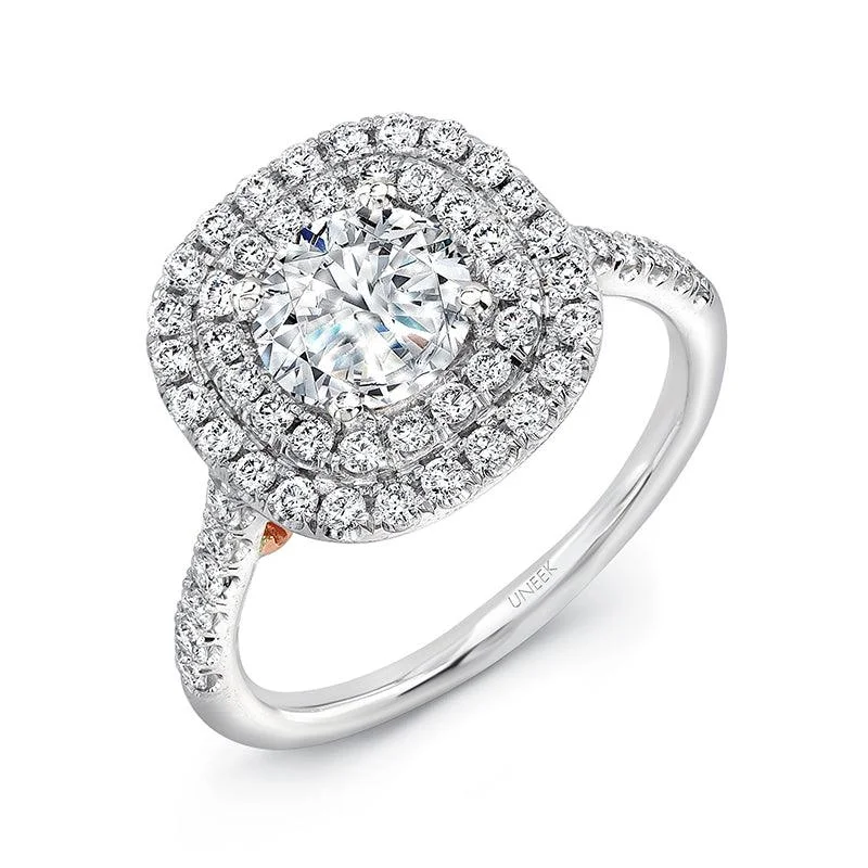 women's engagement rings heirloom quality -Diamond Double Halo Engagement Ring