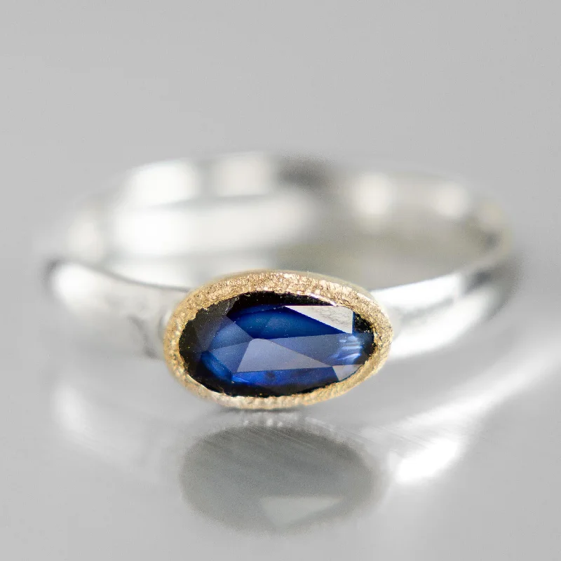 women's rings bold and stylish -Aurora Ring | Blue Sapphire | 14k Yellow Gold + Sterling Silver