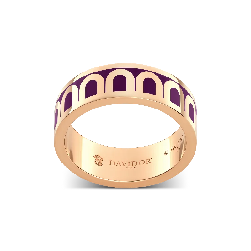 women's rings tension setting -L'Arc de DAVIDOR Ring MM, 18k Rose Gold with Aubergine Lacquered Ceramic