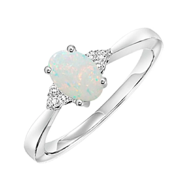 10KT White Gold Birthstone Ring - Pink Tourmaline- October