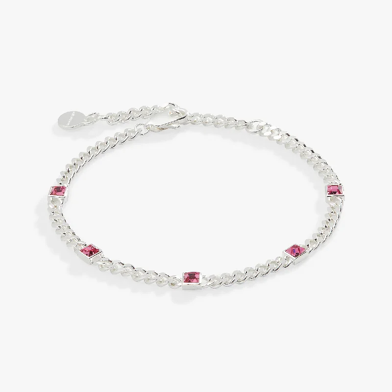 women's bracelets beaded gemstone -October Birthstone Rose Curb Chain Bracelet