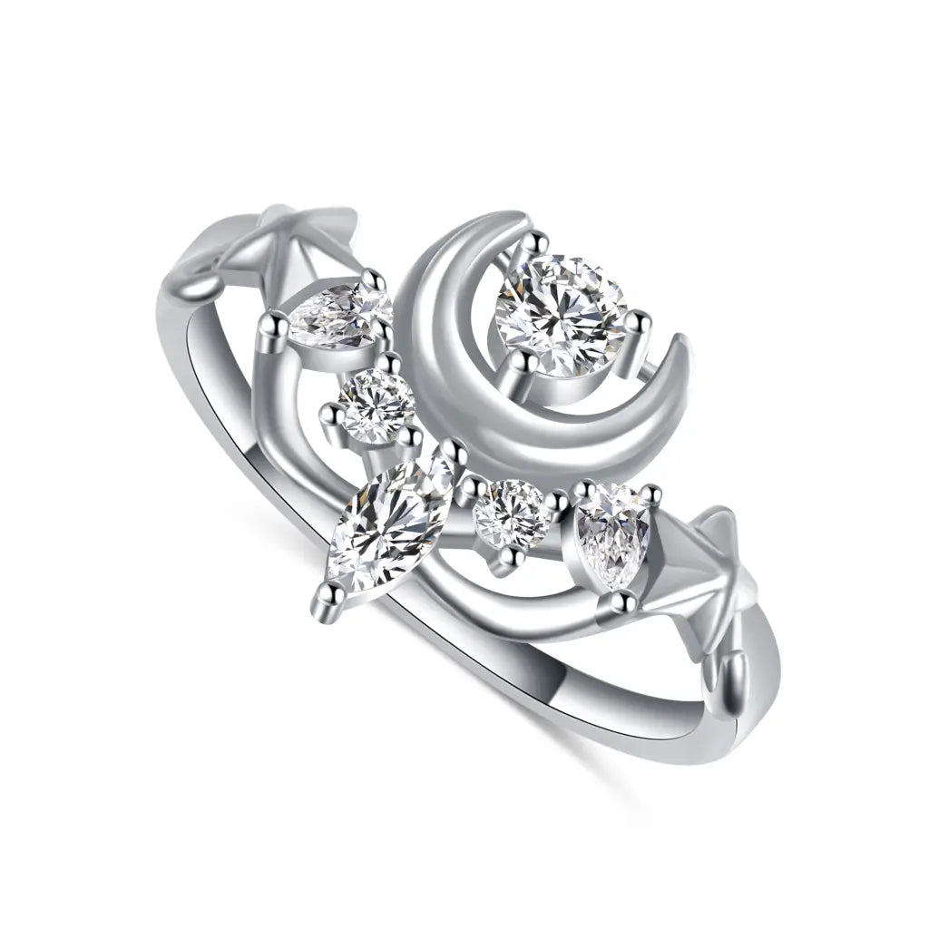 women's rings customizable -Luna Transformation Ring Silver