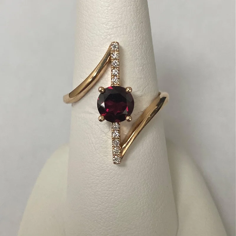 women's rings silver -14kt Rose Gold Rhodolite Garnet and Diamond Bypass Ring